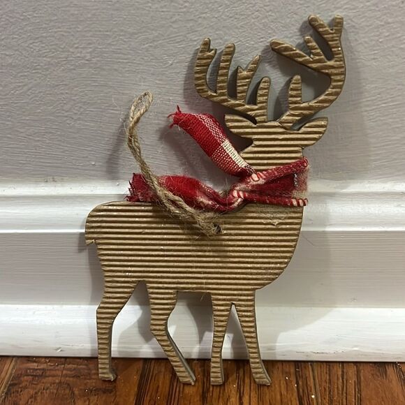 (2) Handmade Reindeer Snowman Christmas Ornaments Sparkly 4” x 6” Jingle Bells - Picture 8 of 14